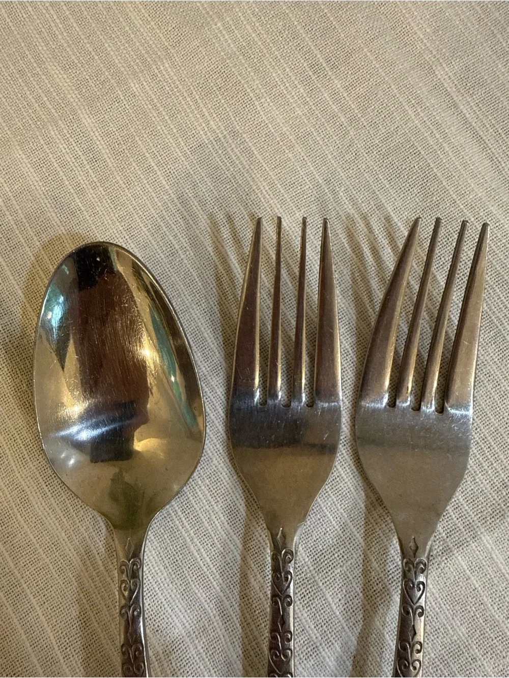 Mixed Lot Interpur Japan MCM Flatware 2 Dinner Forks and 1 Tablespoon Hearts